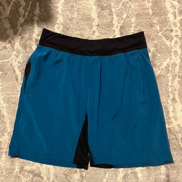 lululemon athletica Shorts Lululemon Blue Athletic Shorts 7 Inseam
